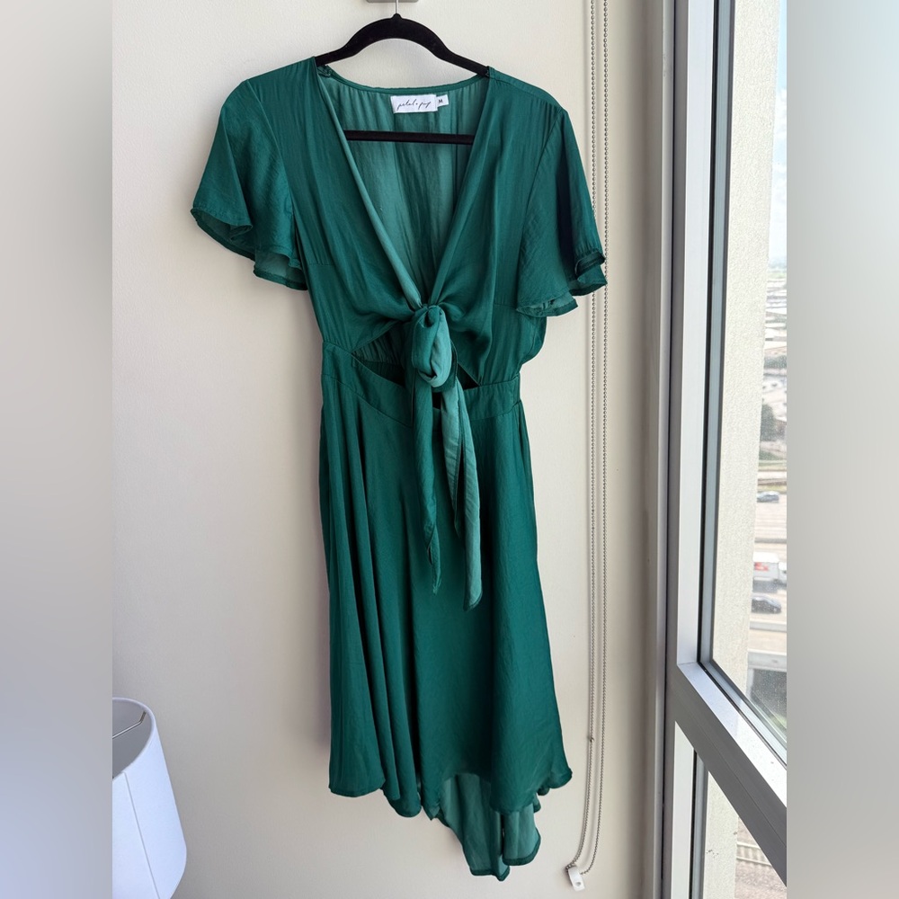 Petal & Pup Tie Front Green High Low Dress